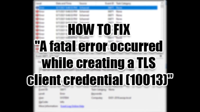 Неустранимая ошибка при создании учетных данных клиента TLS (10013)