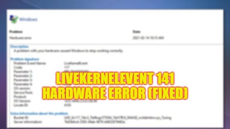 LiveKernelEvent 141 Аппаратная ошибка (2023)