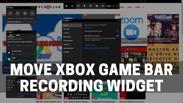 Как переместить виджет записи игровой панели Windows (Xbox) (изменить положение)