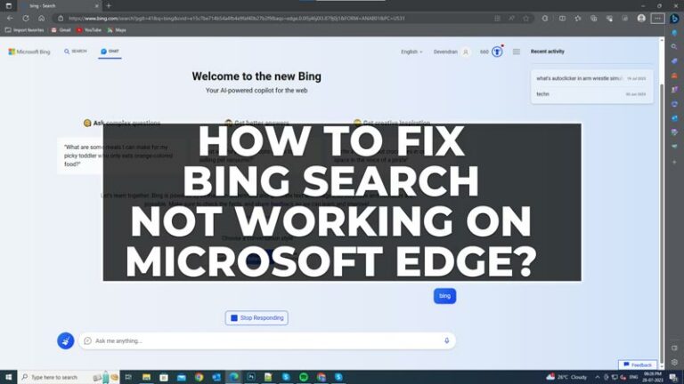 Советы по исправлению ошибки поиска Bing не работает в Microsoft Edge